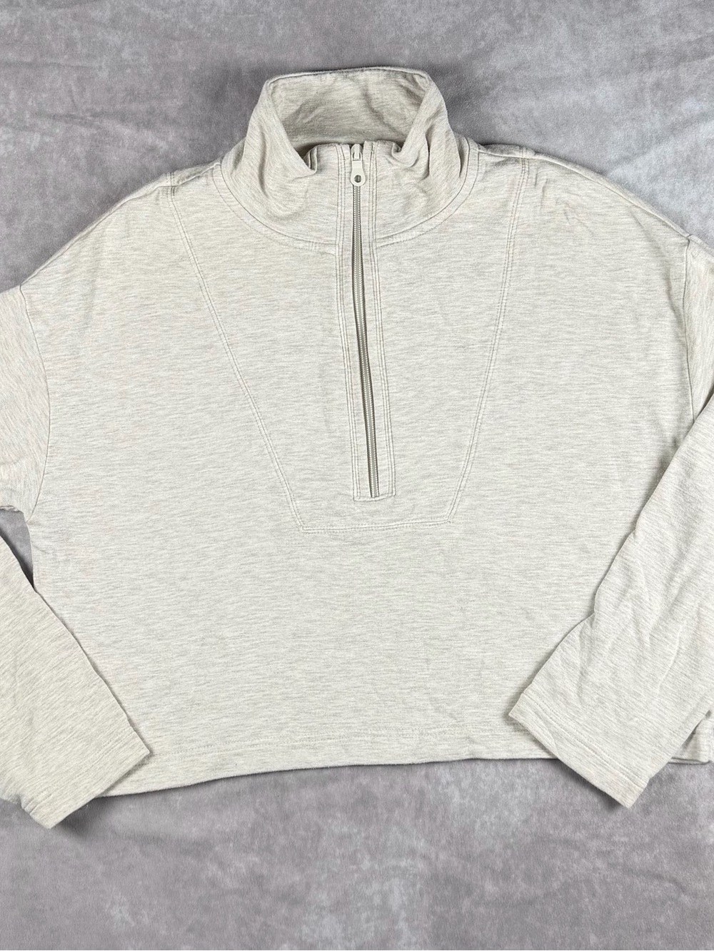 OFFLINE by Aerie Gray Cropped Quarter Zip Pullover Size S